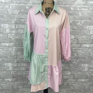 Simplee Apparel Pastel Striped Mini Dress